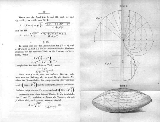 Gottfried Semper, Skizze -Tafel 3 in: Ueber die bleiernen Schleudergeschosse der Alten und über zweckmässige Gestaltung der Wurfkörper im Allgemeinen : ein Versuch die dynamische Entstehung gewisser Formen in der Natur und in der Kunst nachzuweisen (1859)